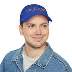 OCEANI Glitter Script Baseball Cap — Red Low-Profile Hat for Beach, Travel & Casual Wear