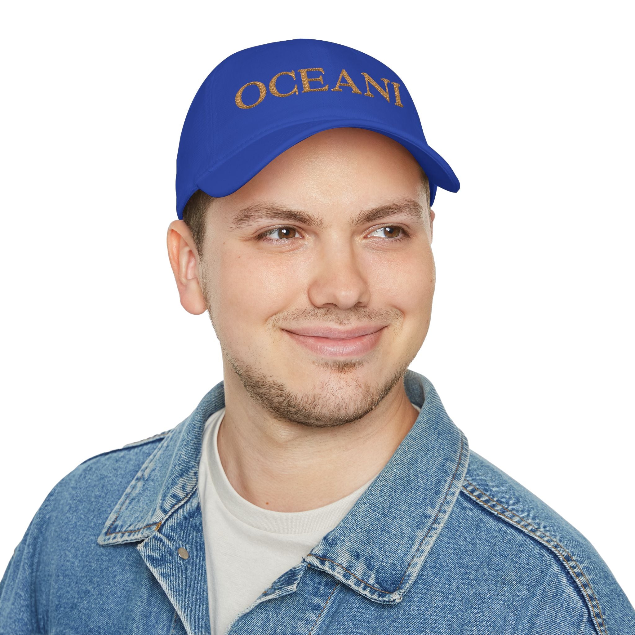 OCEANI Glitter Script Baseball Cap — Red Low-Profile Hat for Beach, Travel & Casual Wear