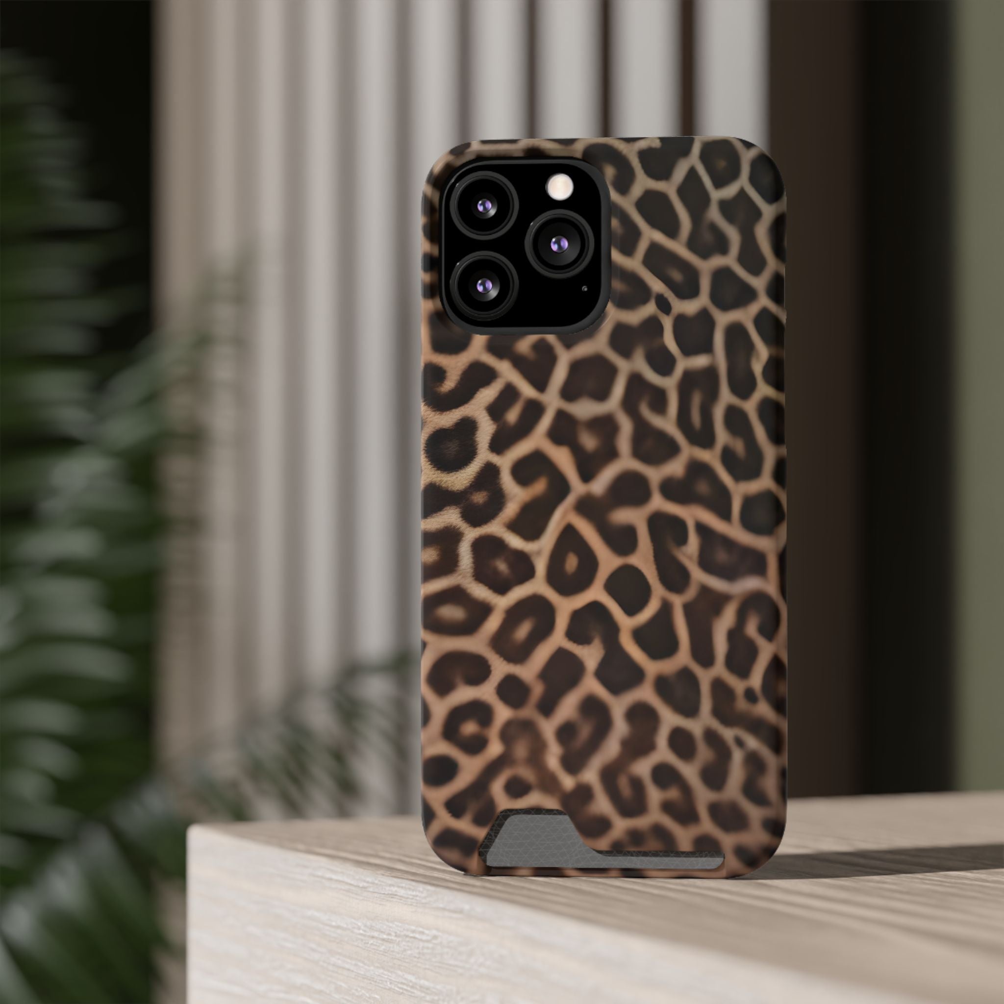 Leopard Print Phone Case With Card Holder